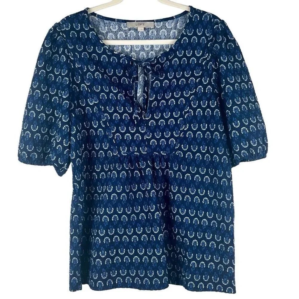 Loft Floral Puff Sleeve Blouse Large